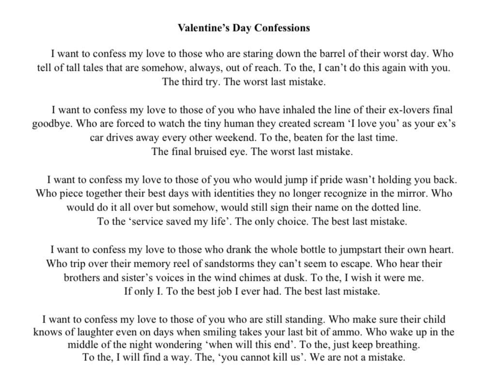 Valentine's Day Confessions poem